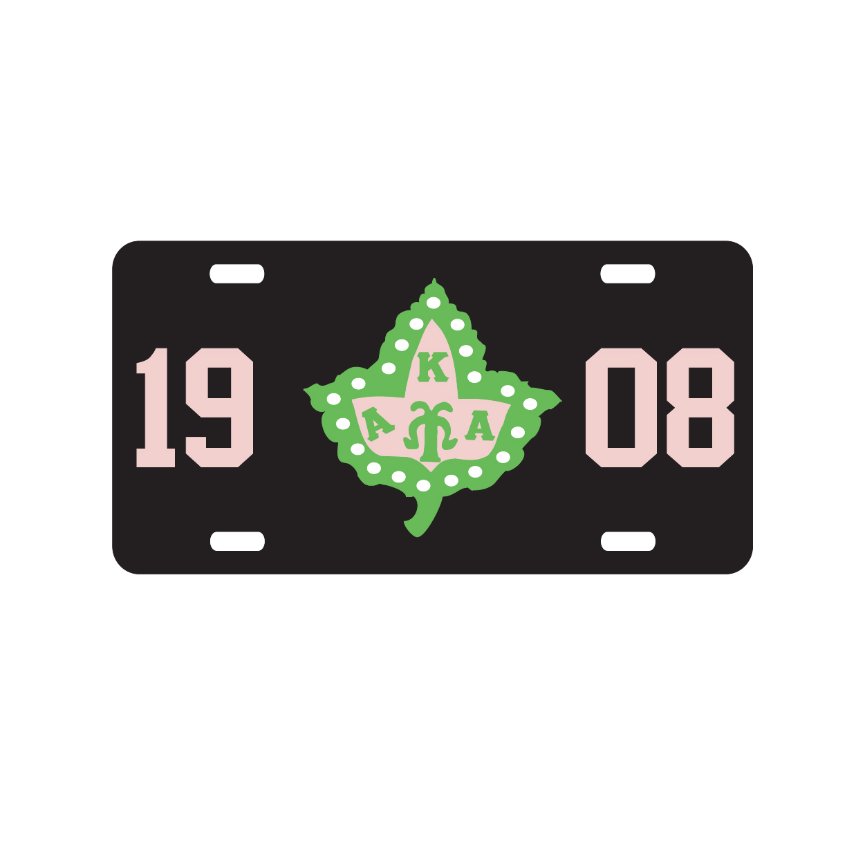 AKA License Plate Ivy 1908 (Pink on Black)