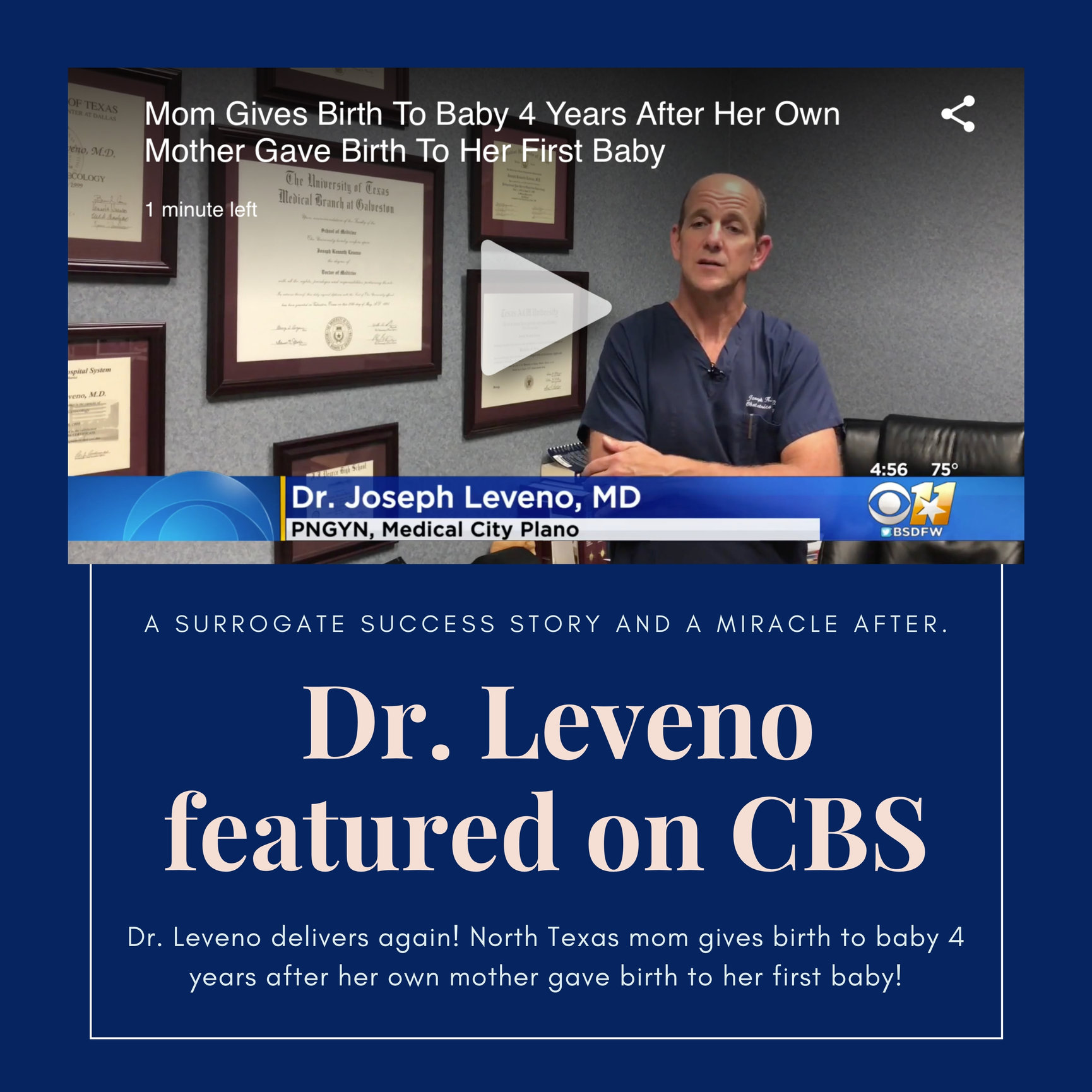 Dr Leveno Featured On Cbs Dr Joseph Leveno 7184