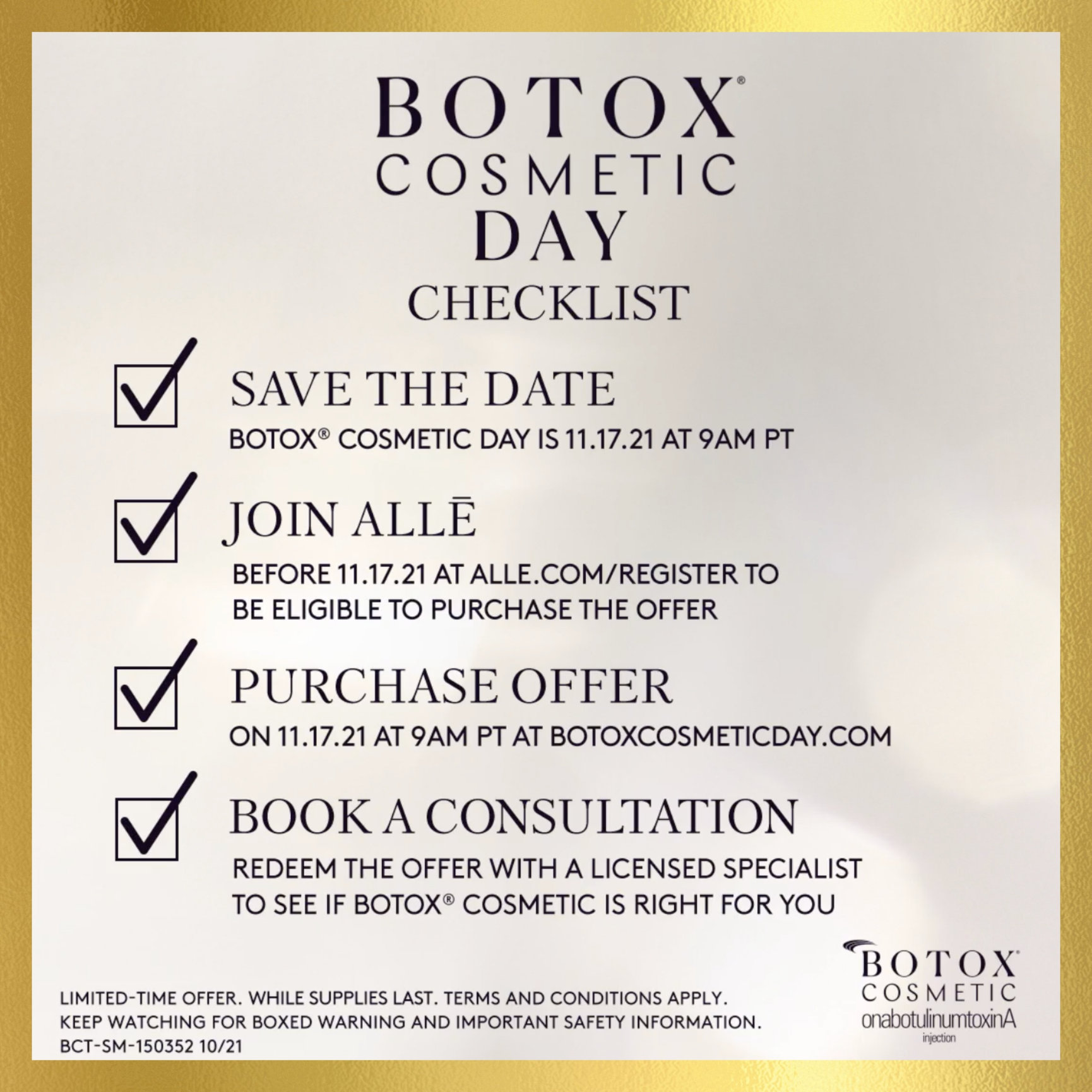 Botox Cosmetic Day Checklist Feel Ideal 360 Med Spa Southlake, TX